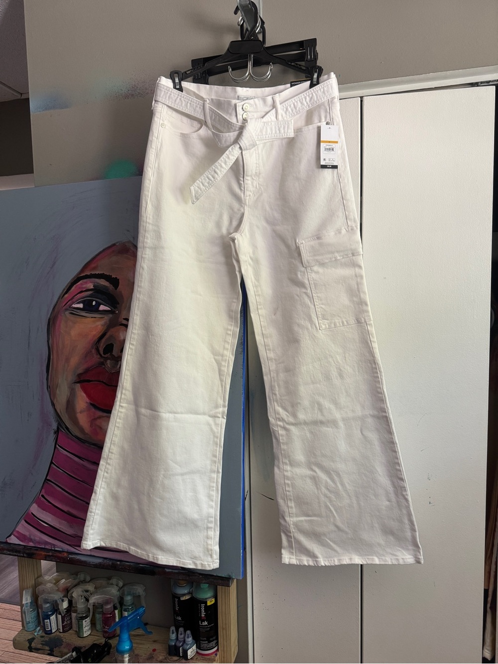 Sofia Jeans by Sofia Vergara Margot Wide Leg Super High-Rise White Jeans NWT 14